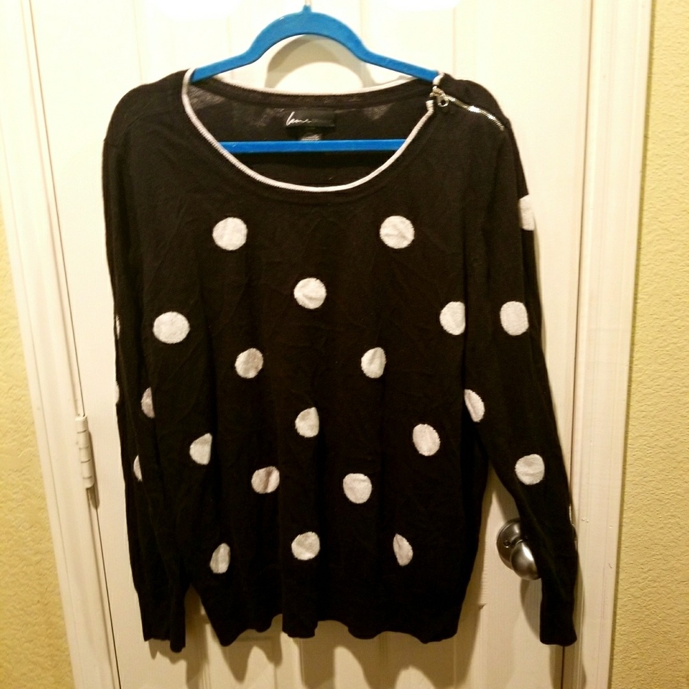 Lane Bryant Polka Dot Zipper Shoulder Sweater